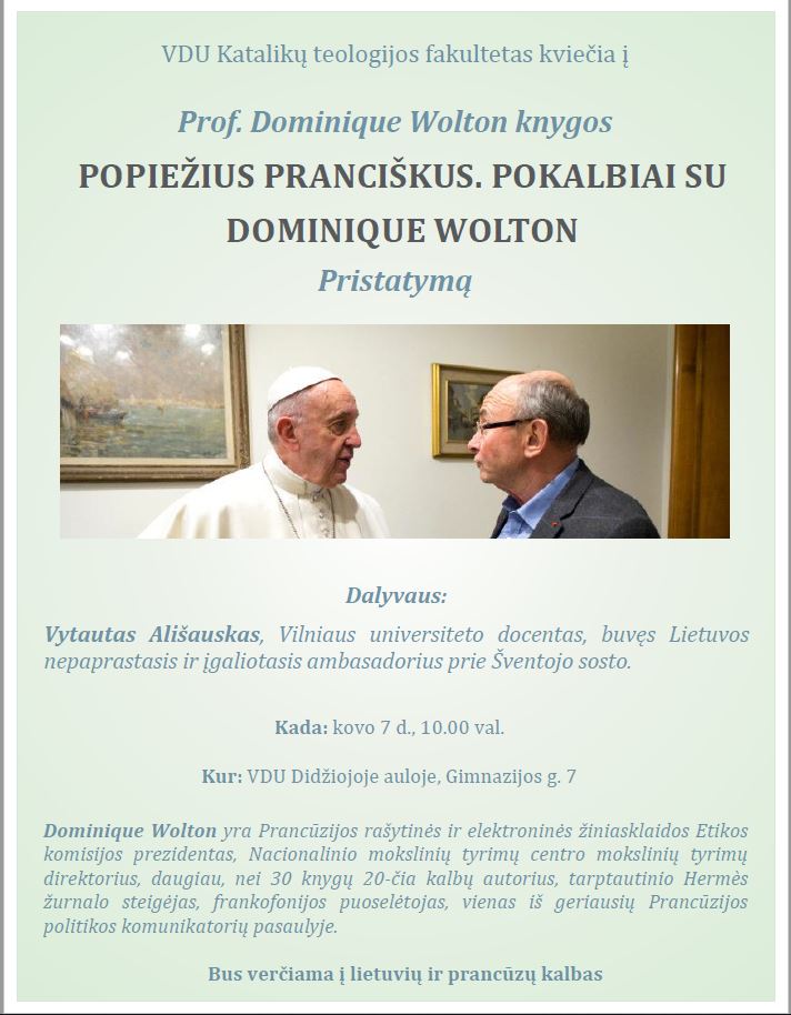 2018 03 07 vdu ktf kvietimas i Dominique Wolton knygos pristatyma